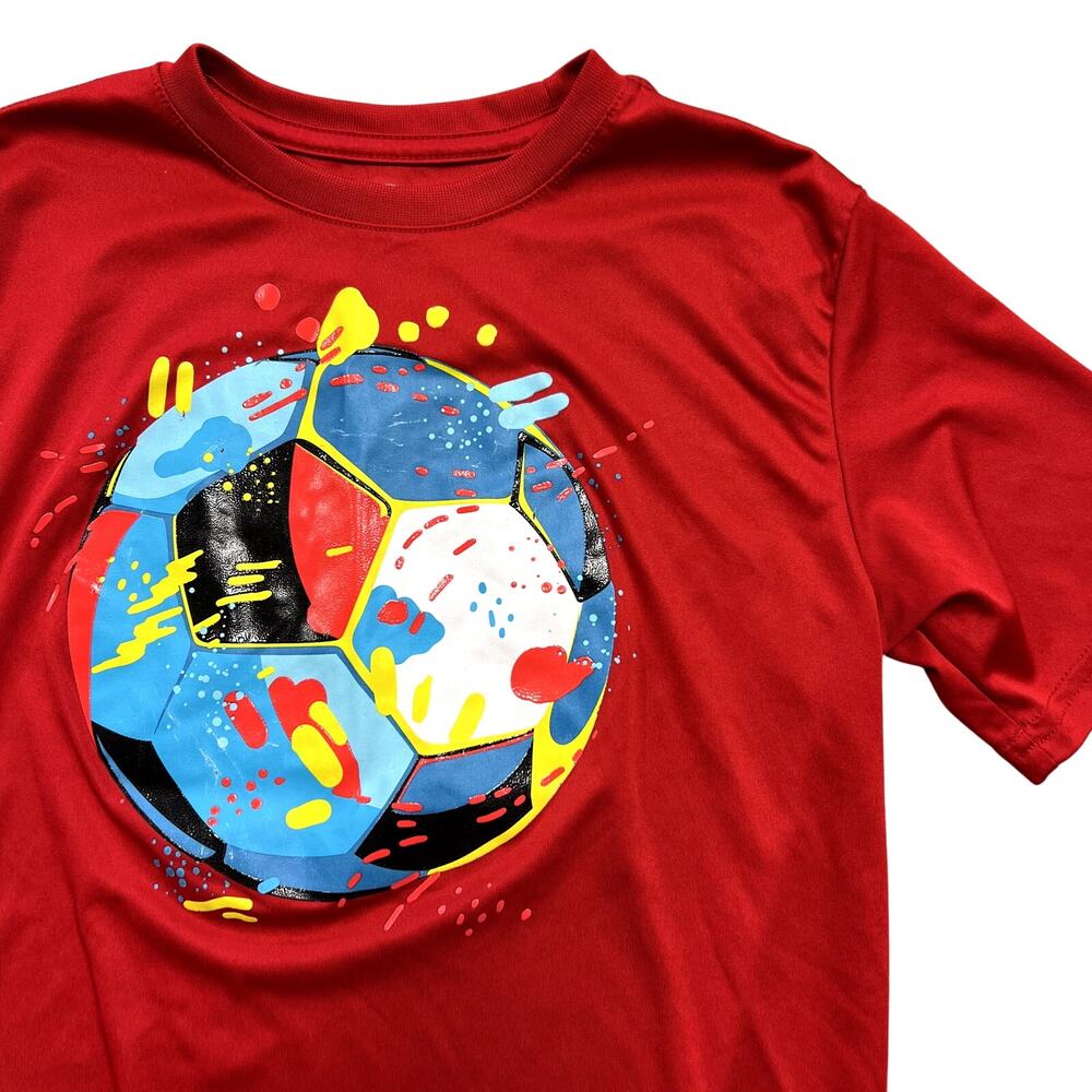 Athletic Works Red Moisture Wicking Soccer Tee Youth Large